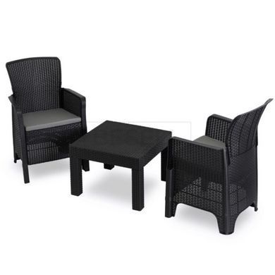 Набор садовой мебели MEBEL ELITE FRESNO (2 кресла+столик) Черный