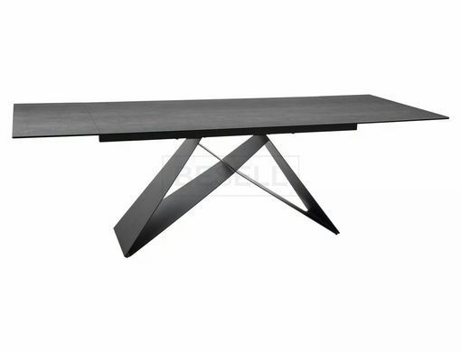 Стол Обеденный WESTIN CERAMIC Signal PIETRA DI SAVOIA 160(240)X90 Свет Серый Мат / Черный Мат реальная фотография