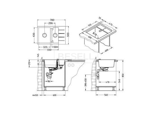 Подвійна кухонна мийка CUBO  40 А56 Alveus 78х50х20,5  Теракотовий