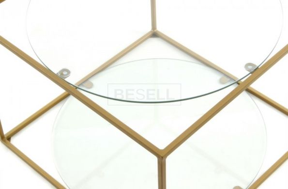 Журнальный стол Cube Arhome 50x50 Прозрачный/Золото реальная фотография