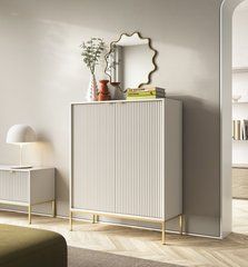 Комод высокий Perfect Home Новая/Nova 2-дверный с золотыми ножками K104 Кашемир реальная фотография