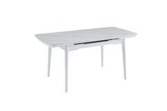 Стол Обеденный ASKOLD CERAMIC Snow white Matt (White leg) Bjorn 140(180)х80 Белый Эффект Мрамора реальная фотография