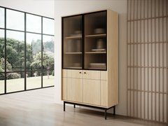 Вітрина Perfect Home Джапанді / Japandi WT104 2-дверна Дуб лінеа жива фотографія