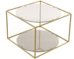 Журнальний стіл Cube Arhome 50x50 Сірий/Золото жива фотографія