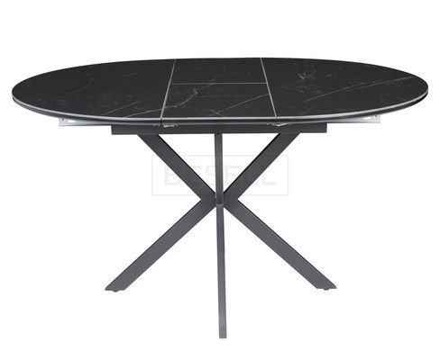 Стол GENEWA CERAMIC Intarsio  105(140)х105 черный реальная фотография