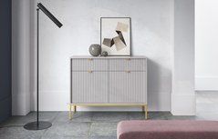 Комод Perfect Home Новая/Nova 2-дверный с 2 ​​ящиками и золотыми ножками KSZ104 Серый реальная фотография