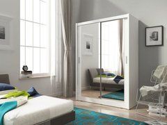 Шкаф-купе Perfect Home Мая / Maja 150 2-дверный с двойным зеркалом Белый реальная фотография