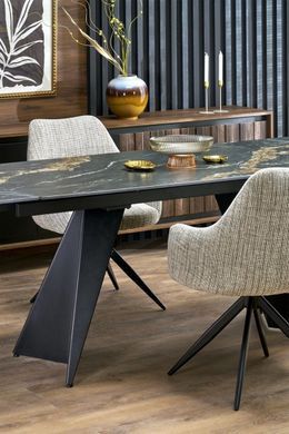 Розкладний стіл ARMANI Halmar 165(241)х90 чорний мармур / чорний жива фотографія