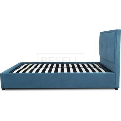 Кровать двуспальная бархатная MEBEL ELITE ANDRE Velvet 140x200 см Темно-синий реальная фотография