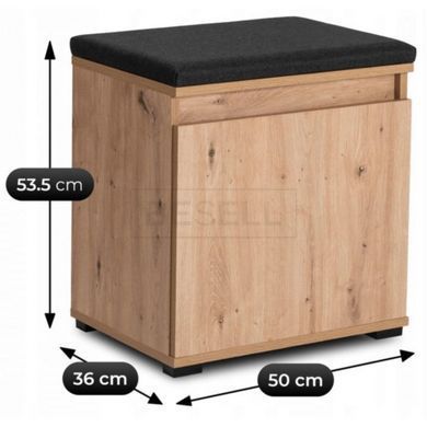 Тумба для взуття PARMA  Mebel Elite 50 Дуб артизан /Графіт жива фотографія