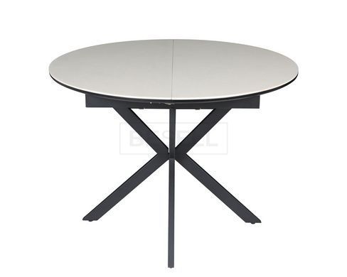 Стол GENEWA CERAMIC Intarsio  105(140)х105 бежевый/черный реальная фотография