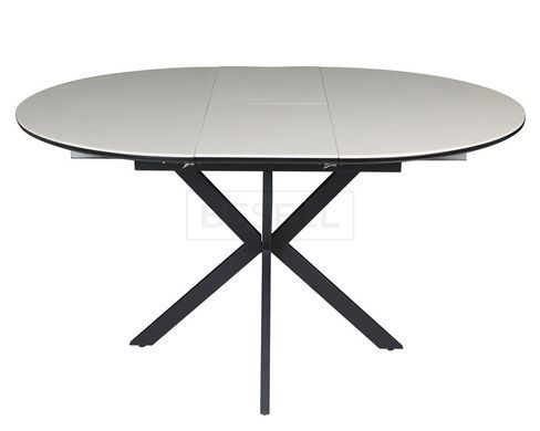 Стол GENEWA CERAMIC Intarsio  105(140)х105 бежевый/черный реальная фотография