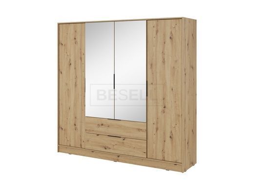Шкаф для одежды Perfect Home Келли / Kelly 4DL 4-дверный с зеркалом Дуб артизан реальная фотография
