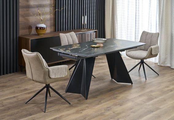 Розкладний стіл ARMANI Halmar 165(241)х90 чорний мармур / чорний жива фотографія