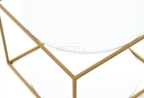 Журнальний стіл Cube Arhome 50x50 Білий/Золото жива фотографія