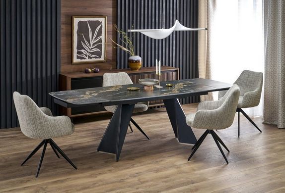 Розкладний стіл ARMANI Halmar 165(241)х90 чорний мармур / чорний жива фотографія