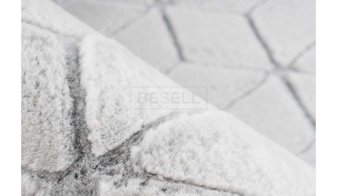 Ворсовой Ковер Vivica Arhome с геометрическим рисунком 80х150 Белый/Антрацит реальная фотография