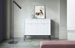 Комод Perfect Home Новая/Nova 2-дверный с 2 ​​ящиками и черными ножками KSZ104 Белый реальная фотография