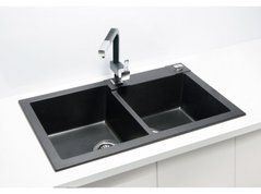 Двойная кухонная мойка R&R ROCK 90 Alveus 78x48x18 Черный
