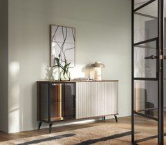 Комод с подсветкой Вичи / Vici K154 3-дверный Орех/кашемир Perfect Home Польша реальная фотография