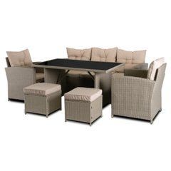 Набір садових меблів COLORADO Mebel Elite (диван + 2 крісла + 2 пуфа + столик) Бежевий