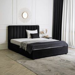 Ліжко двоспальне оксамитове 160x200 MEBEL ELITE MARI Velvet Чорний жива фотографія