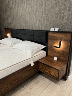 Ліжко (каркас) Perfect Home Мілтон / Milton 160 з м'яким ізголів'ям двоспальне Каштан/антрацит жива фотографія