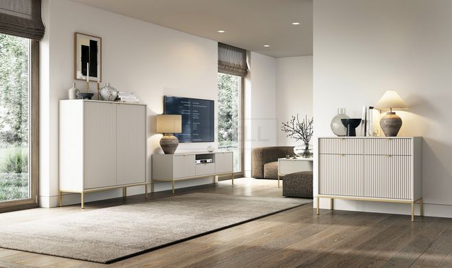 Стол журнальный Perfect Home Новая/Nova с 2 ящиками и золотыми ножками L104 Кашемир реальная фотография