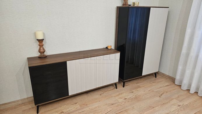 Комод з підсвіткою Вічі / Vici K154 3-дверний Горіх/кашемір Perfect Home Польща жива фотографія