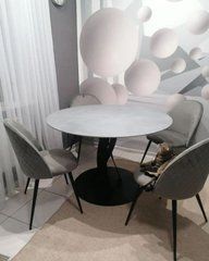 Стіл Обідній DС6 КЕРАМІКА  CONCRETE GRAPHITE Іспанія ST 120х120 см Сірий жива фотографія