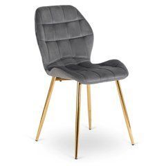 Стул бархатный MEBEL ELITE LUCKY Velvet Серый / Золотой реальная фотография