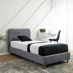 Ліжко оксамитове  DENNIS Velvet Mebel Elite 90x200 Темно Сірий жива фотографія