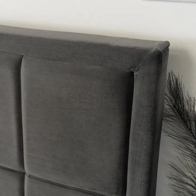 Кровать двуспальная бархатная MEBEL ELITE CARLOS Velvet 140x200 см Серый реальная фотография