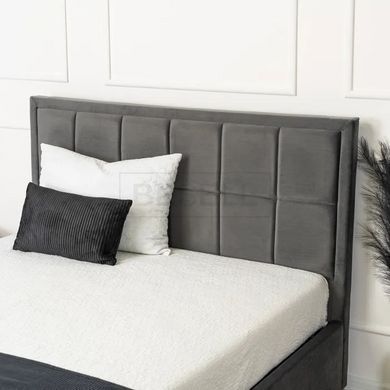Кровать двуспальная бархатная MEBEL ELITE CARLOS Velvet 140x200 см Серый реальная фотография