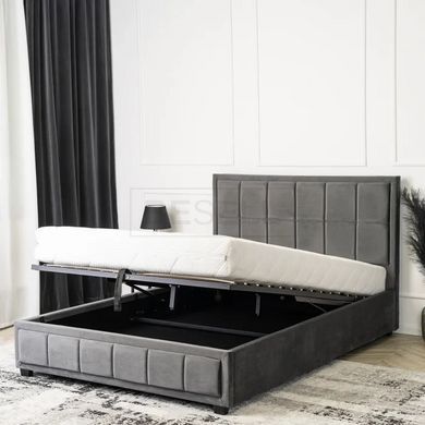 Кровать двуспальная бархатная MEBEL ELITE CARLOS Velvet 140x200 см Серый реальная фотография