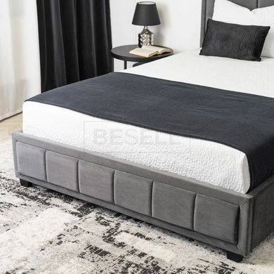 Кровать двуспальная бархатная MEBEL ELITE CARLOS Velvet 140x200 см Серый реальная фотография