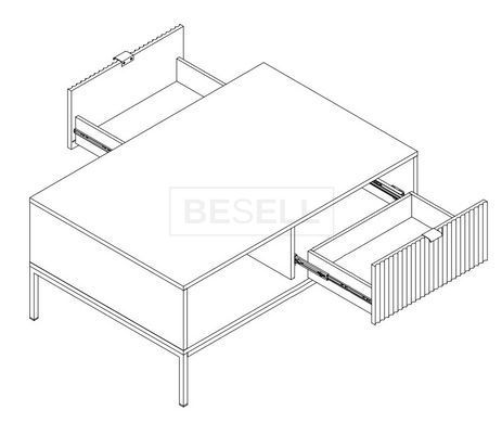 Стол журнальный Perfect Home Новая/Nova с 2 ящиками и черными ножками L104 Кашемир реальная фотография