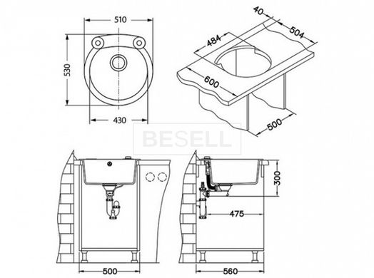 Кухонная мойка R&R ROLL 10 Alveus 53x53x20 Белый