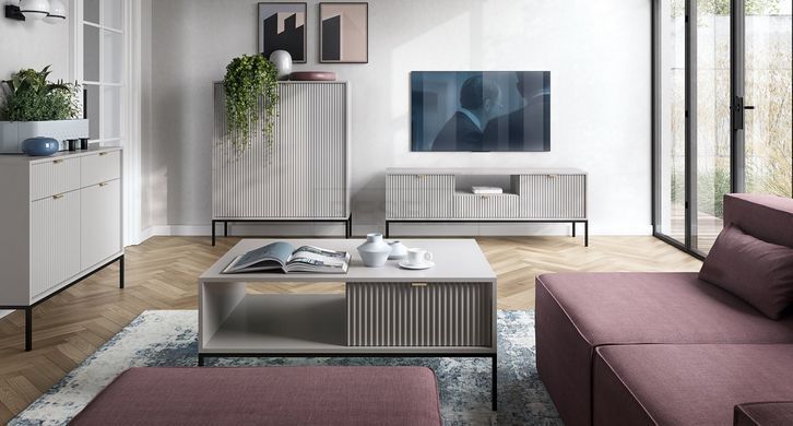 Комод Perfect Home Новая/Nova 2-дверный с 2 ​​ящиками и черными ножками KSZ104 Серый реальная фотография