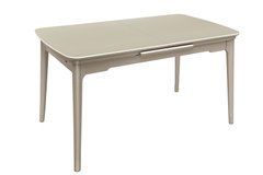Стол Обеденный ASKOLD CERAMIC Mia White Matt+ Cocoa leg Bjorn 140(180)х80 Беж Эфект Мрамора реальная фотография