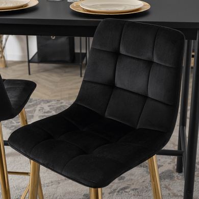 Барний стілець оксамитовий MEBEL ELITE ARIEL Velvet Чорний / Золотий жива фотографія