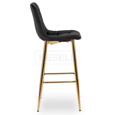 Барний стілець оксамитовий MEBEL ELITE ARIEL Velvet Чорний / Золотий жива фотографія