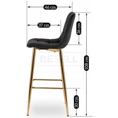 Барний стілець оксамитовий MEBEL ELITE ARIEL Velvet Чорний / Золотий жива фотографія