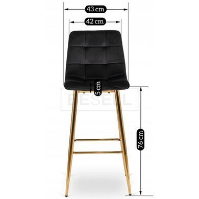 Барний стілець оксамитовий MEBEL ELITE ARIEL Velvet Чорний / Золотий жива фотографія