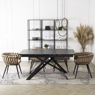 Стіл розкладний MEBEL ELITE MAXIME 160-240х91 см, Чорний мармур жива фотографія