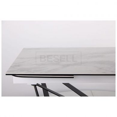 Стол раскладной Vincent black AMF 160(240)X90 сeramics Tatuario bianco реальная фотография