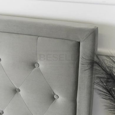 Кровать двуспальная бархатная MEBEL ELITE CROS Velvet 160x200 см Серый реальная фотография