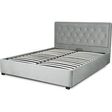 Кровать двуспальная бархатная MEBEL ELITE CROS Velvet 160x200 см Серый реальная фотография