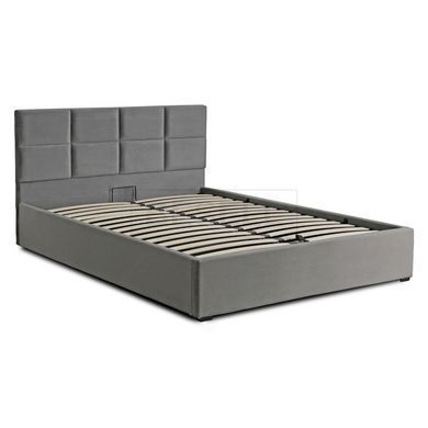 Ліжко оксамитове MEBEL ELITE MANDA Velvet 140x200 см Сірий жива фотографія