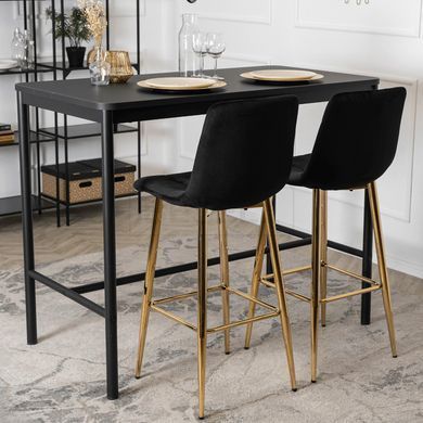 Барний стілець оксамитовий MEBEL ELITE ARIEL Velvet Чорний / Золотий жива фотографія